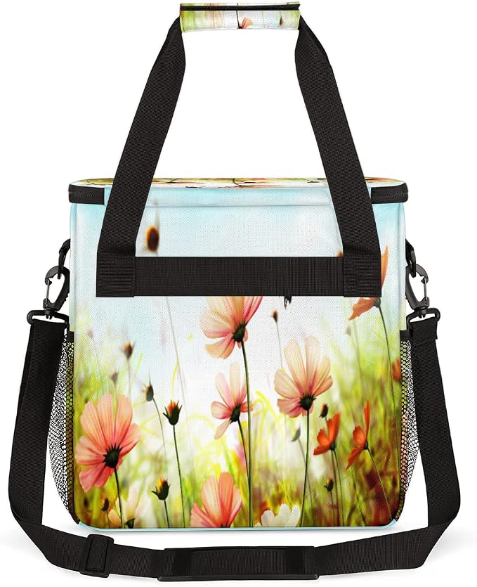 Spring Flower Coffee Maker Carring Bag Colorful Floral Travel Storage Tote Bag - Image 5