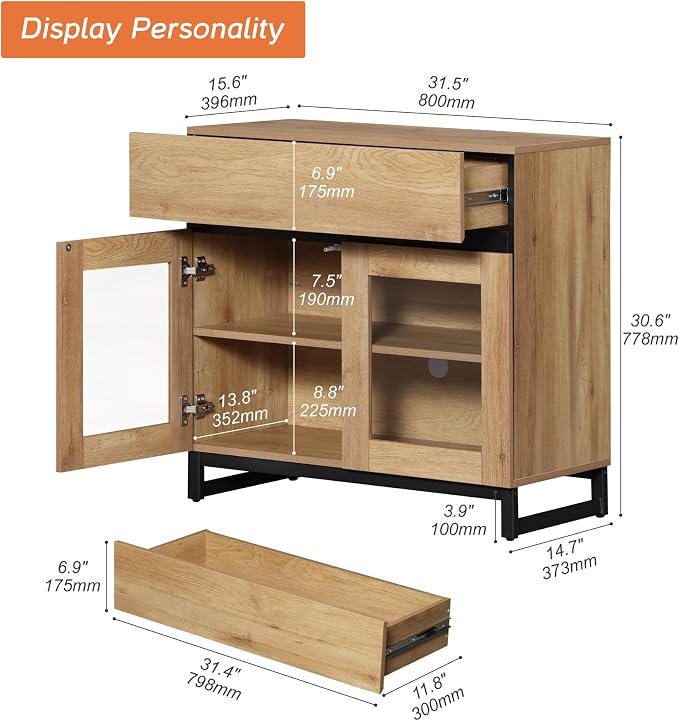 WAMPAT Sideboard Buffet Cabinets, Modern Credenza Sideboard - Image 2