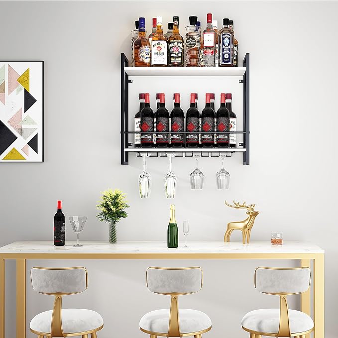 Dokser Wine Rack Wall Mounted 2 Tier Shelf, Wall Wine Rack - Image 4