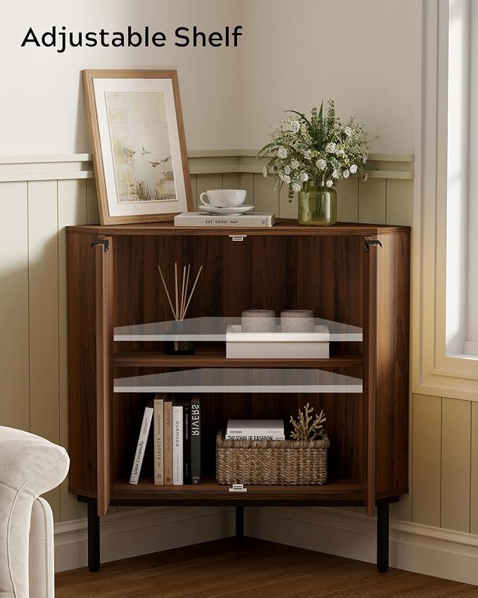 Fluted Corner Cabinet, Modern Small Floor Storage Cabinet - Image 4