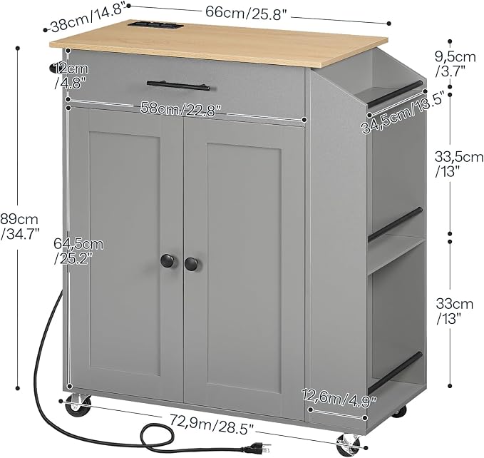 HOOBRO Kitchen Island with Power Outlet, Storage Island with Spice Rack and - Image 5