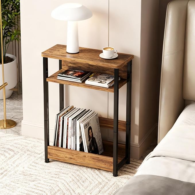 GarveeHome Narrow Side Table for Small Spaces, 3 Tier Small End Table - Image 4
