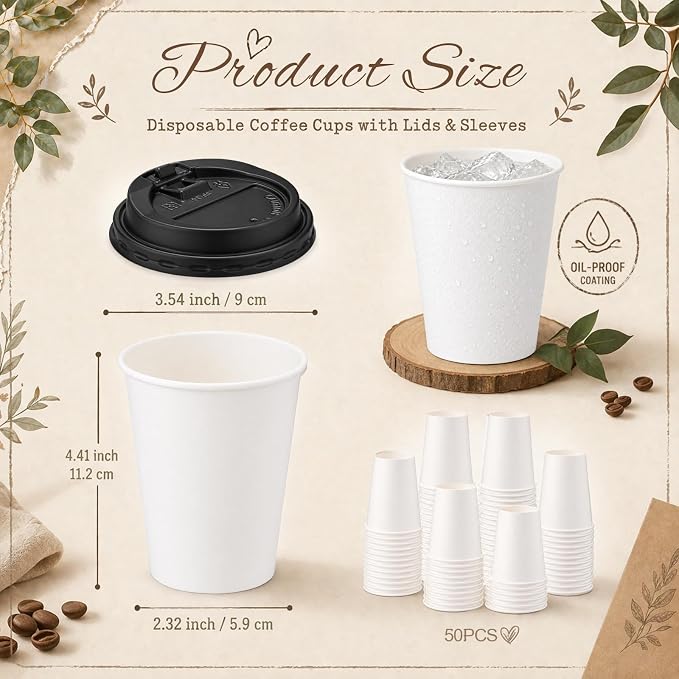 Jingmore 50 Sets 12 oz Wedding Coffee Paper Cup Sets The Perfect Blend - Image 3