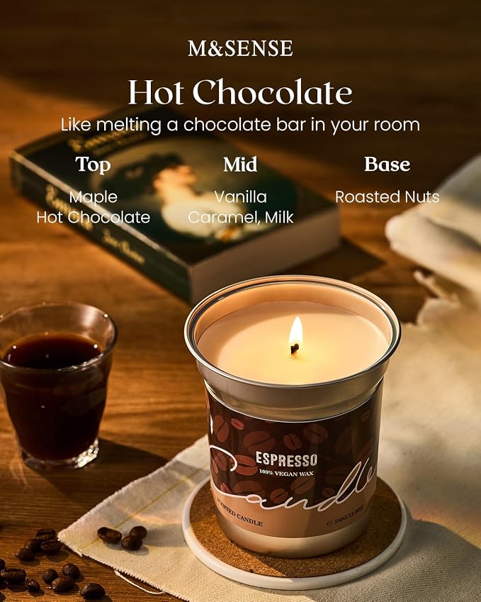 M&SENSE Hot Chocolate Scented Candles, Soy Wax 16.2oz | 100 Hours Long Lasting - Image 2