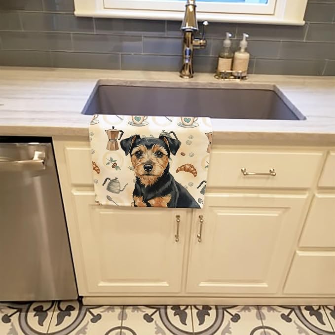 Caroline's Treasures Black and Tan Norfolk Terrier Coffee Bar Kitchen Towel - Image 2