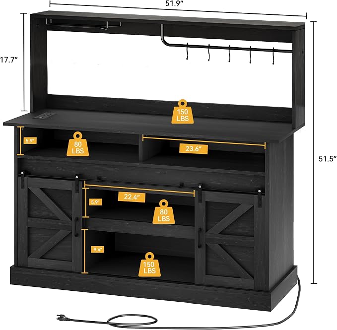 DWVO Farmhouse Buffet Cabinets, Sliding Barn Door Sideboard Cabinet - Image 2