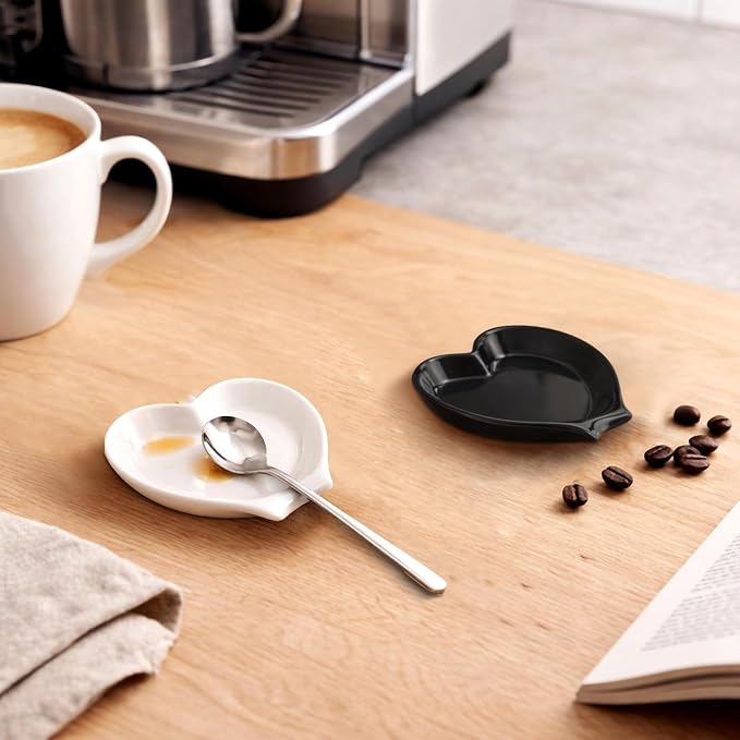 Coffee Spoon Rest, Heart Shaped Ceramic Teaspoon Holder - Image 6