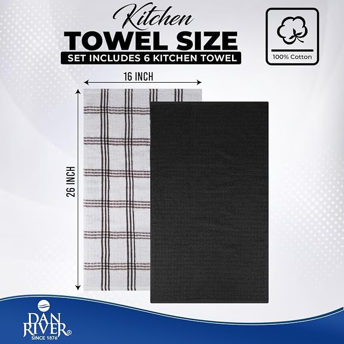 DAN RIVER Premium Black Kitchen Towels - Image 2