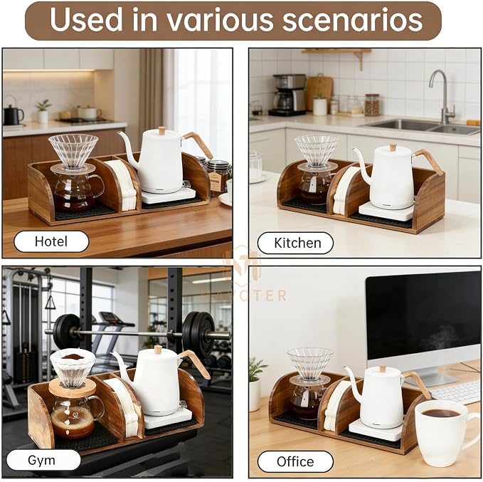 MAVOTER Acacia Coffee Bar Station Organizer Stand - Image 9