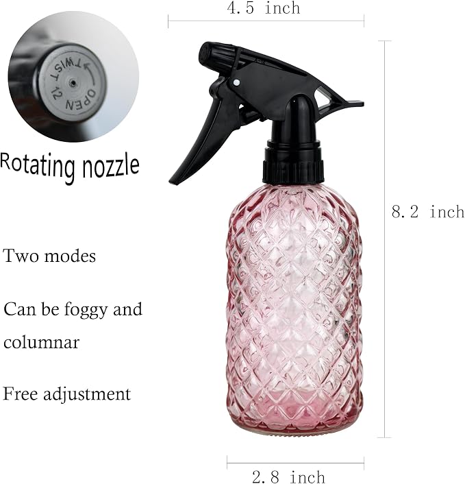 Glass Handheld Spray Bottle - 12oz Refillable Bottle ，Adjustable Nozzle - Image 2