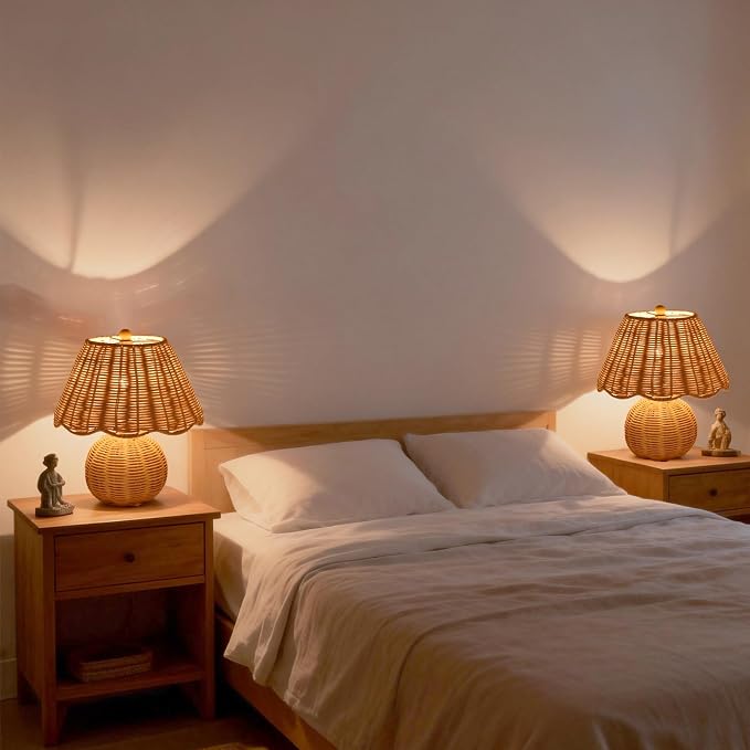 Rattan Small Bedside Mini Table Lamp - Image 7