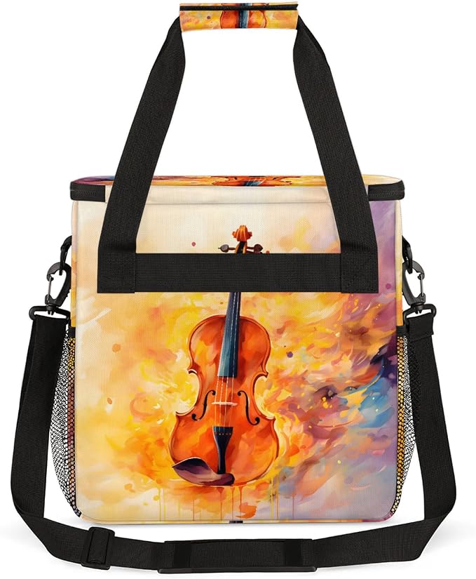 Violin Music Themed Coffee Maker Carring Bag, Large Insulated Storage Organizer - Image 4