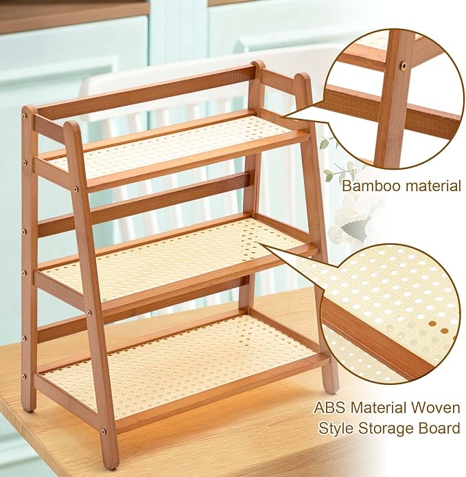 Yalikop 3 Tier Matcha Station Shelf Bamboo Coffee Mug Stand Countertop Storage - Image 3
