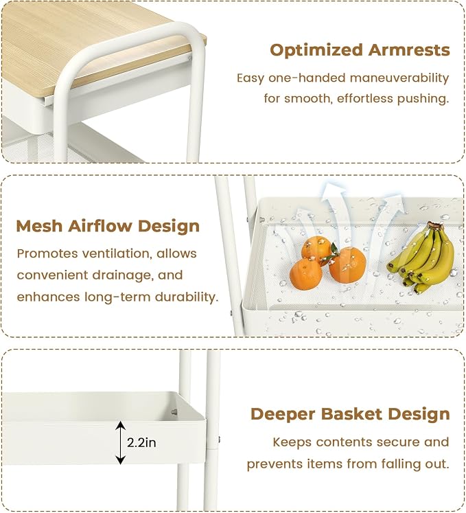 danpinera 3 Tier Rolling Cart - Image 4