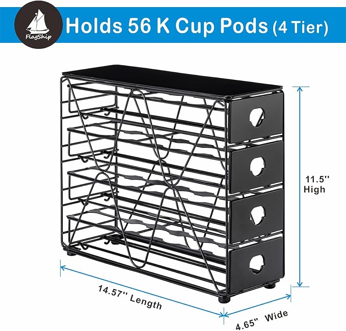 FlagShip K Cup Holder for Keurig Pod K Cup Storage 4 Tier K Cup Drawer - Image 3