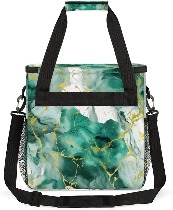 Green Gold Marble Coffee Maker Carring Bag, Large Insulated Storage Organizer - Image 5