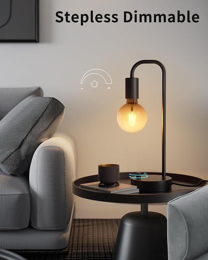 ONEWISH Industrial Table Lamp Set of 2, Fully Dimmable Beside Lamp - Image 2
