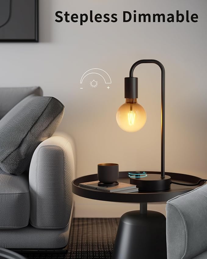 ONEWISH Industrial Table Lamp for Bedroom, Fully Dimmable Modern Bedside Lamps - Image 2