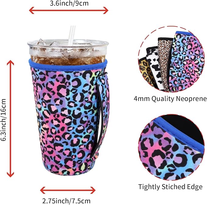 4Pack Reusable Iced Coffee Sleeve Insulator Sleeves - Image 2