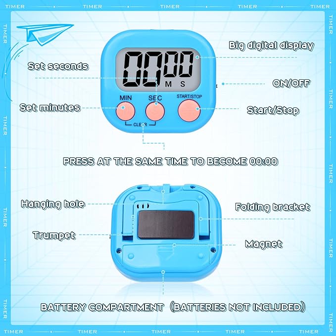Mwellewm 24 Pcs Digital Timers for Classroom Kitchen Timers for Cooking Small - Image 8