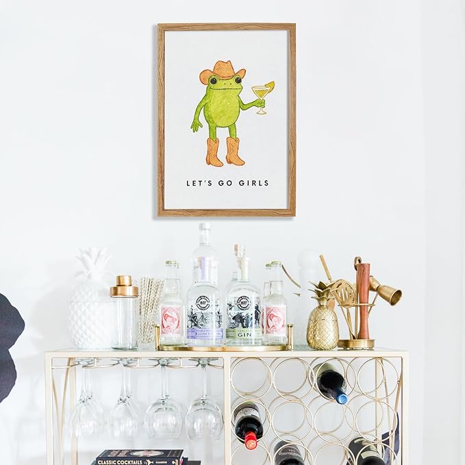 Framed Funny Kitchen Wall Art 16x20 inch Cute Frog Cowboy Quotes Poster Funky - Image 5
