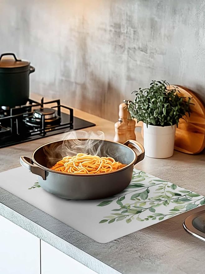 Rat Tailings Coffee Mat Green Plants Leaf Farmhouse Absorbent Bar Mat - Image 3