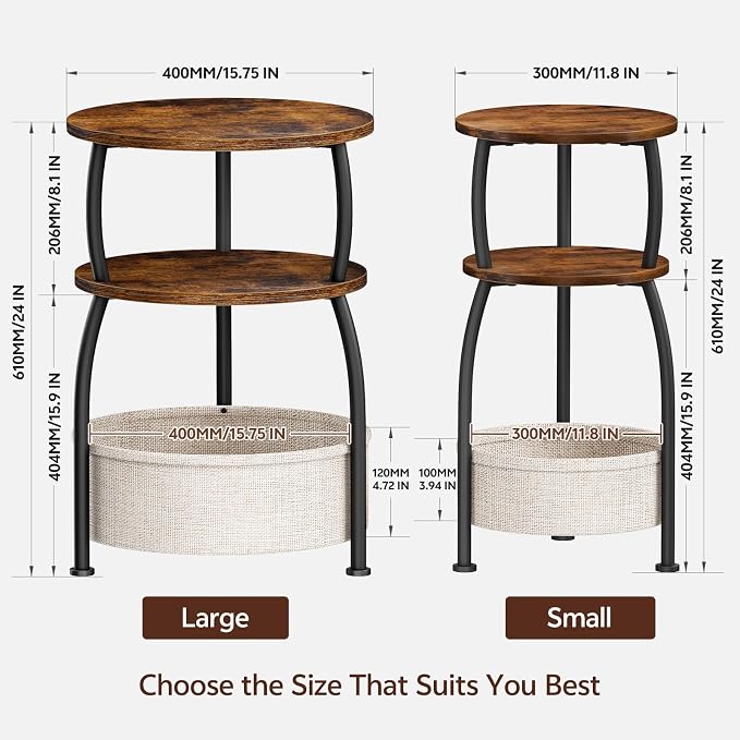 Round Side Table with Storage Basket - Image 3