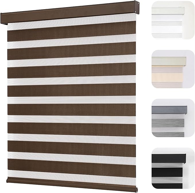 Joydeco Cordless Zebra Blinds for Windows, Dual Layer Light Control Window by JOYDECO