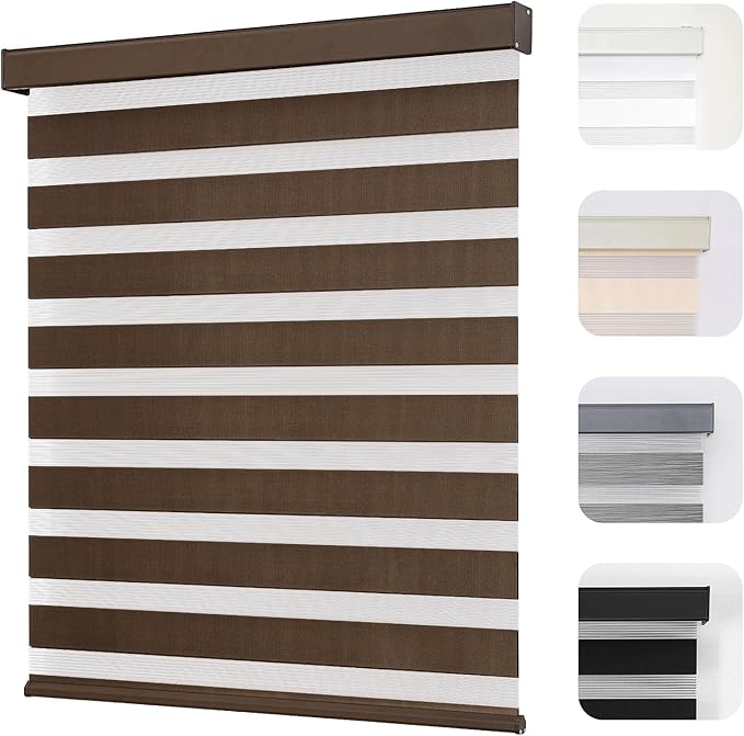 Joydeco Cordless Zebra Blinds for Windows, Dual Layer Light Control Window by JOYDECO