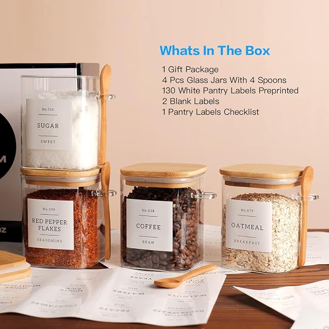 CZZGSM Set of 4 Square Glass Jar - Image 2
