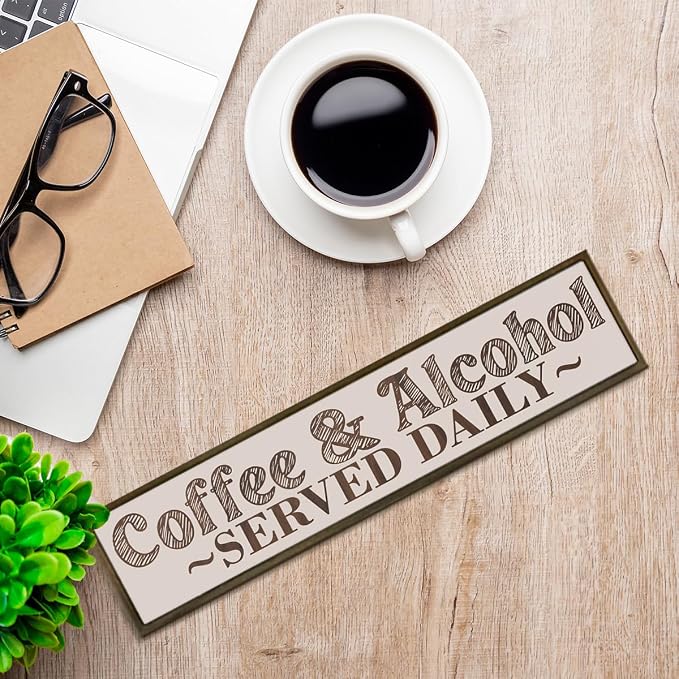 Rustic Coffee Bar Decor, Coffee & Alcohol Served Daily Sign - Image 7
