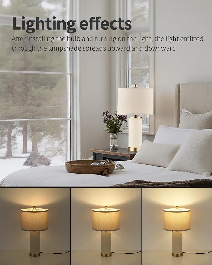 KDG 23.4" White PU Leather Table Lamps - Image 4