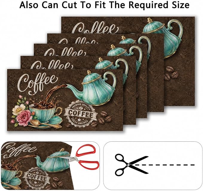 Coffee Themed Dish Drying Mat For Kitchen Counter 24 "X16" Absorbent Non-Slip - Image 3