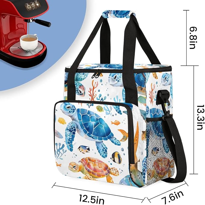Turtle Ocean Coffee Maker Carring Bag, Large Insulated Storage Organizer Case - Image 2
