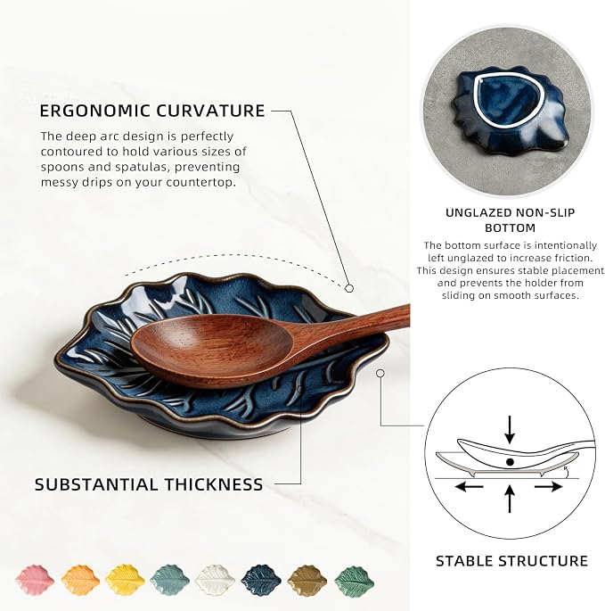 Ceramic Leaf Spoon Rest, Spoon Holder - Image 4