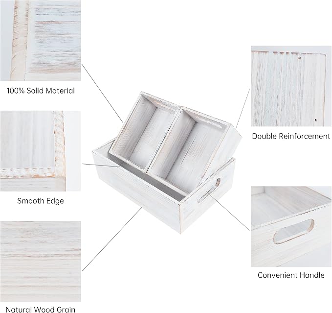 PHOENANCEE Wooden Crate For Storage, Wood Decorative Display Crate Box Set of 3 - Image 5