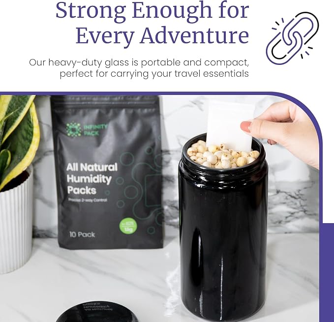 Infinity Jars, 1 L Pack 6, Premium Airtight Ultraviolet Glass Jar Smell Proof - Image 7