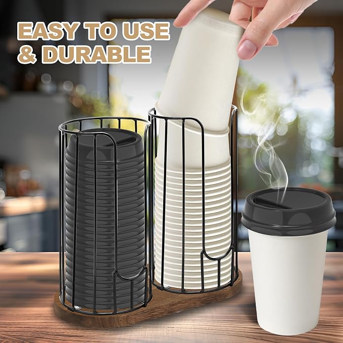 2-Compartment 18oz Coffee Cup Dispenser Rack - Image 3