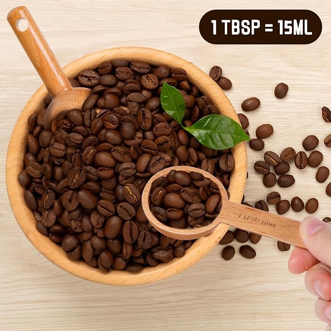 4 Pack Wooden Small Scoops for Jars, 1 Tablespoon Coffee Scoop in Beech Wood - Image 6