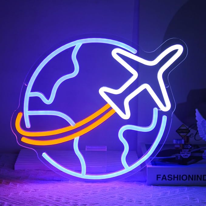 Airplane Travel Neon Sign Dimmable Earth Neon Lights - Image 4