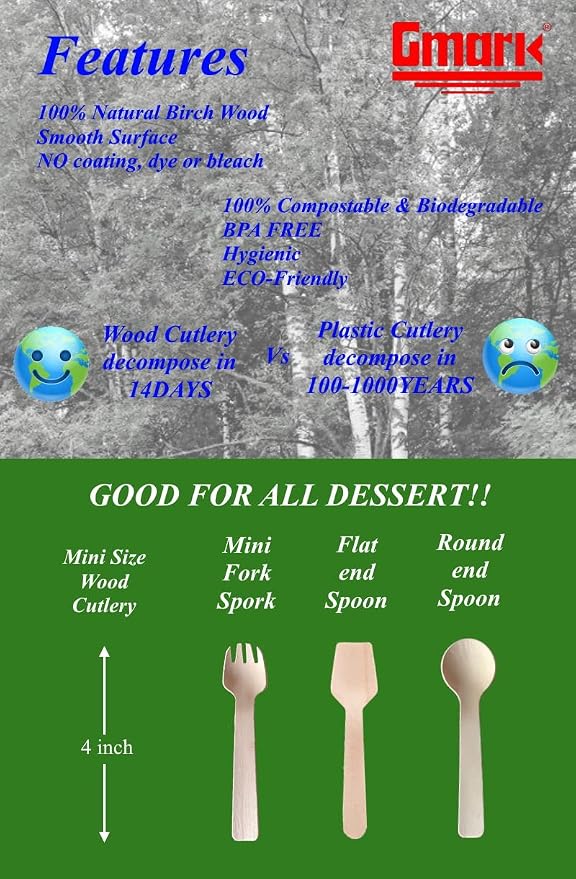 Gmark 1.5mm Extra-Thick Mini Wooden Spoons - Image 3