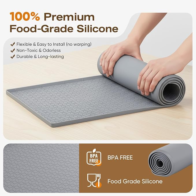 TRZZ Silicone Waterproof Under Sink Mat 28" x 19", Drip Tray and Cabinet Liner - Image 4