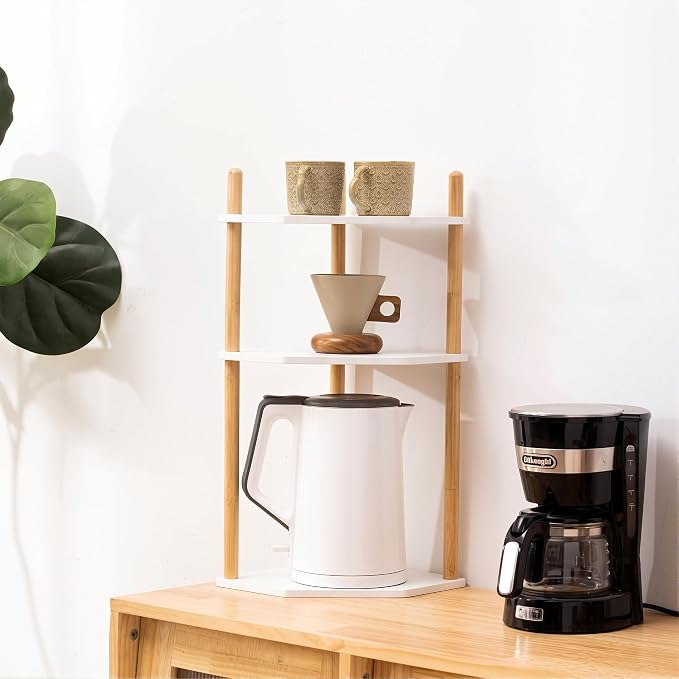 3-Tier Expandable Bamboo Corner Shelf - Image 2
