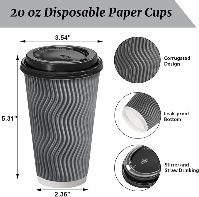 Clawsoff 20 oz 50 Pack Disposable Paper Cups - Image 2