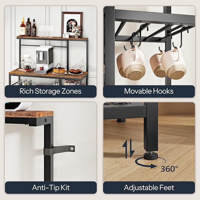 HOOBRO L-Shaped Bakers Rack - Image 9