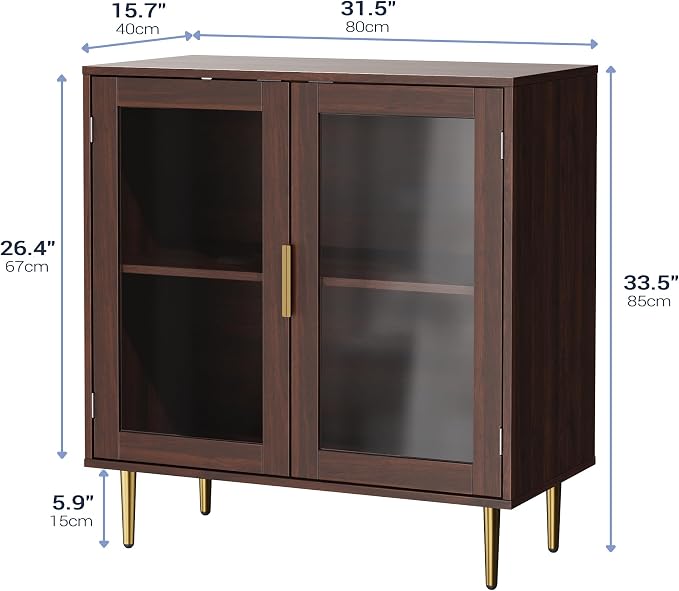 Housoul Buffet Cabinet with LED Lights, Sideboard Cabinet with 2 Doors Acrylic - Image 2