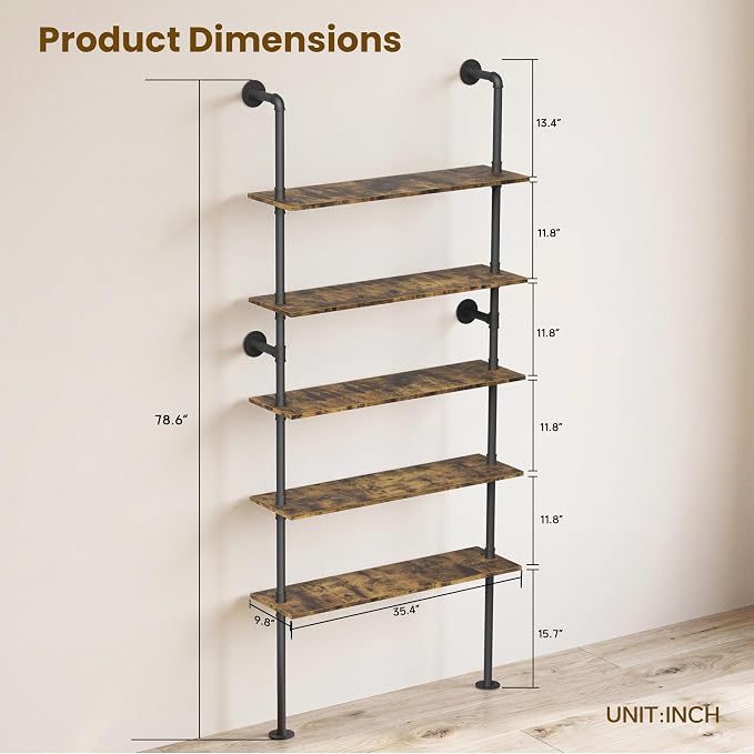 Merapi 5 Tier Wall Mounted Shelves - Image 2