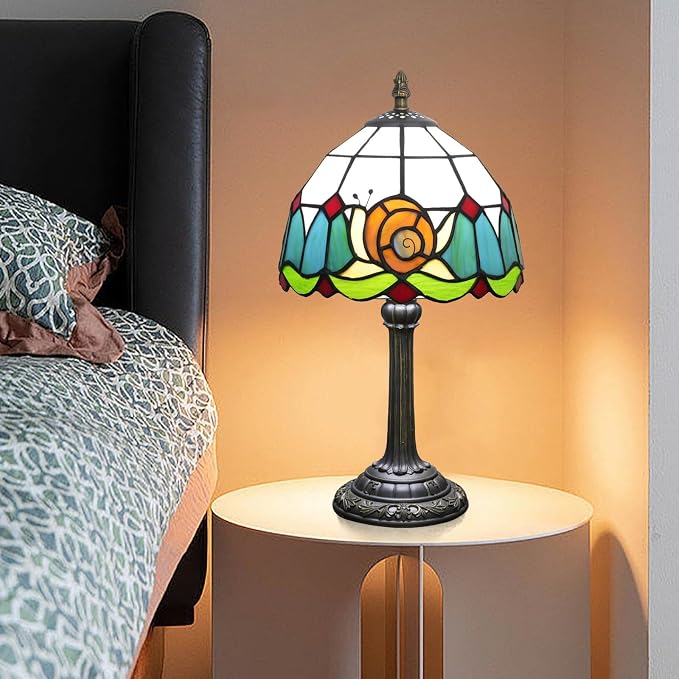 Tiffany Lamp Stained Glass Table Lamp 8X8X14 Inches Snail Style Living Room - Image 7