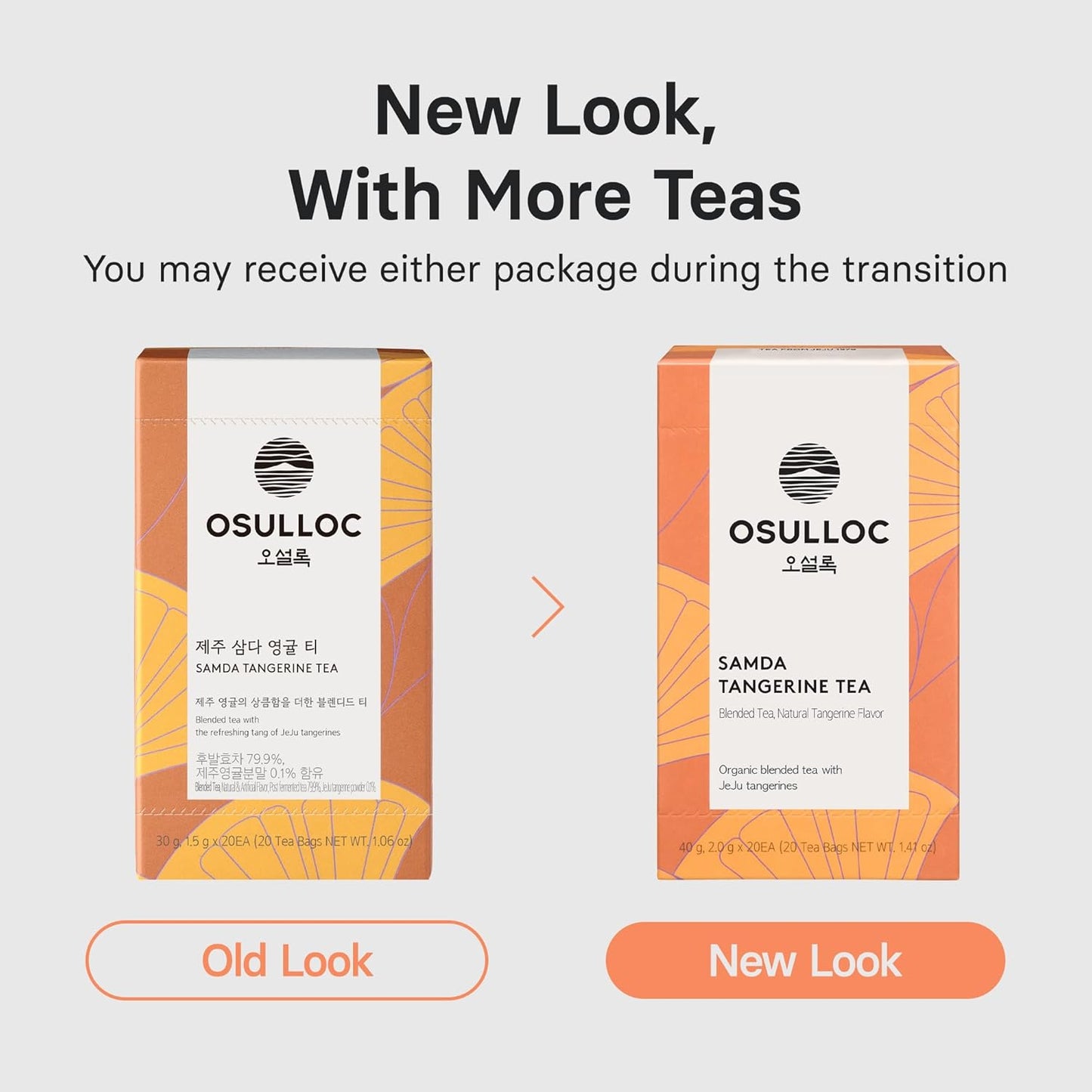 OSULLOC Tangerine Tea (Fresh Jeju Tangerine Flavor), Fruit tea Blend, Premium Teabags from Jeju Island, 20 count