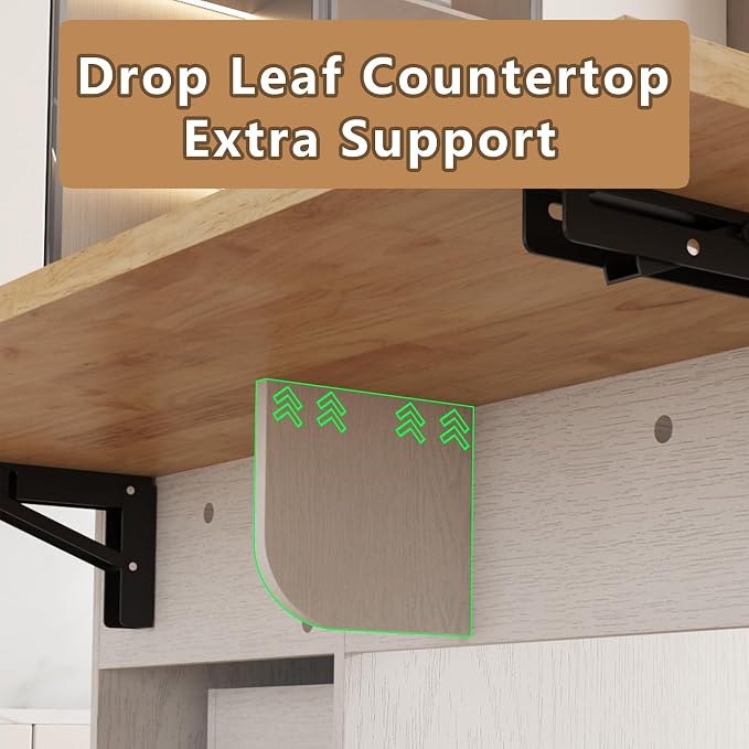 Kitchen Island Cart with Power Outlet, Rolling Kitchen Cart on Wheels with - Image 3
